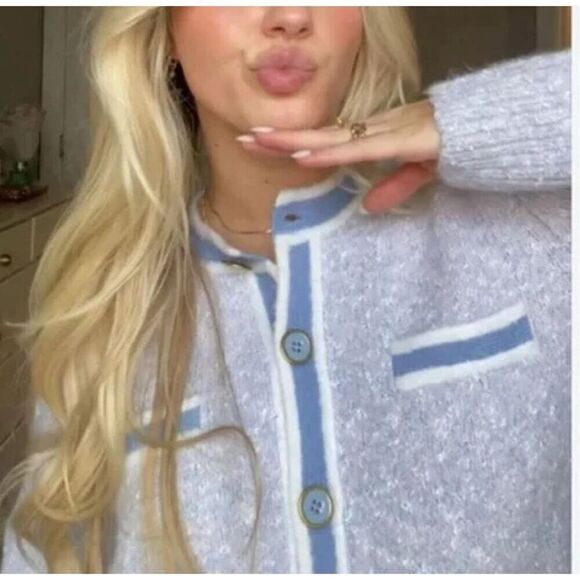 J. CREW Marled Sweater Lady Jacket Lilac Seascape White Cardigan Women’s Size XS - Picture 10 of 10